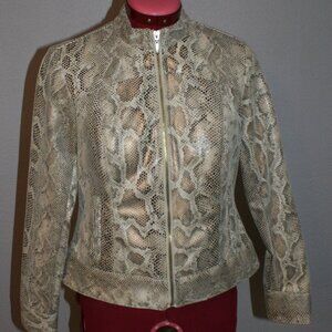 Vintage Ladies Ruby Rd. Petite Snakeskin Bomber Jacket – Size 4P